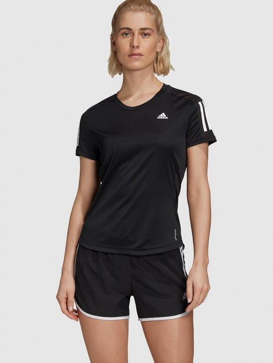 front image of adidas-own-the-run-response-tee-black