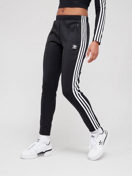 front image of adidas-originals-superstar-pants-blackwhite