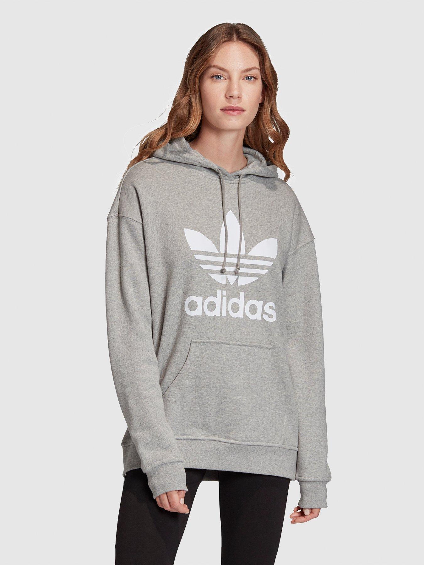 adidas originals ryv longline hoodie in grey