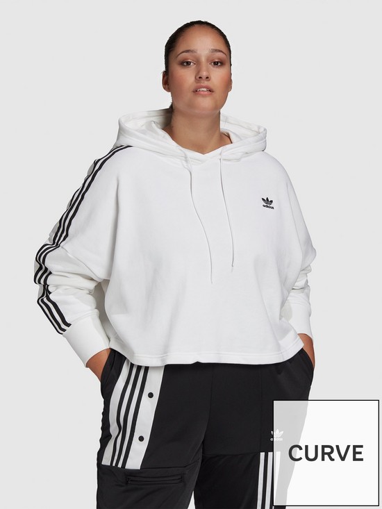 front image of adidas-originals-plus-cropped-hoodie-white