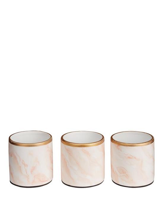 front image of michelle-keegan-home-set-of-3-marble-effect-planterstealight-holders-with-gold-edging