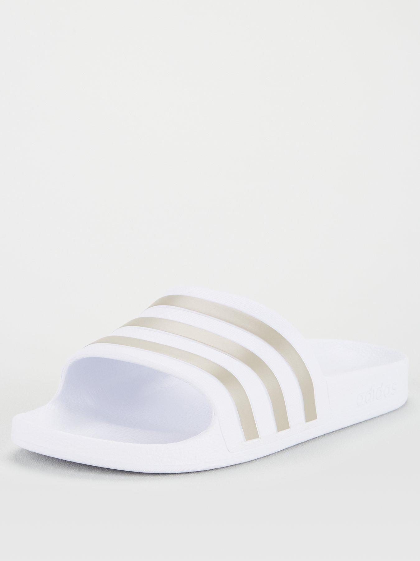 adidas aqua slides white