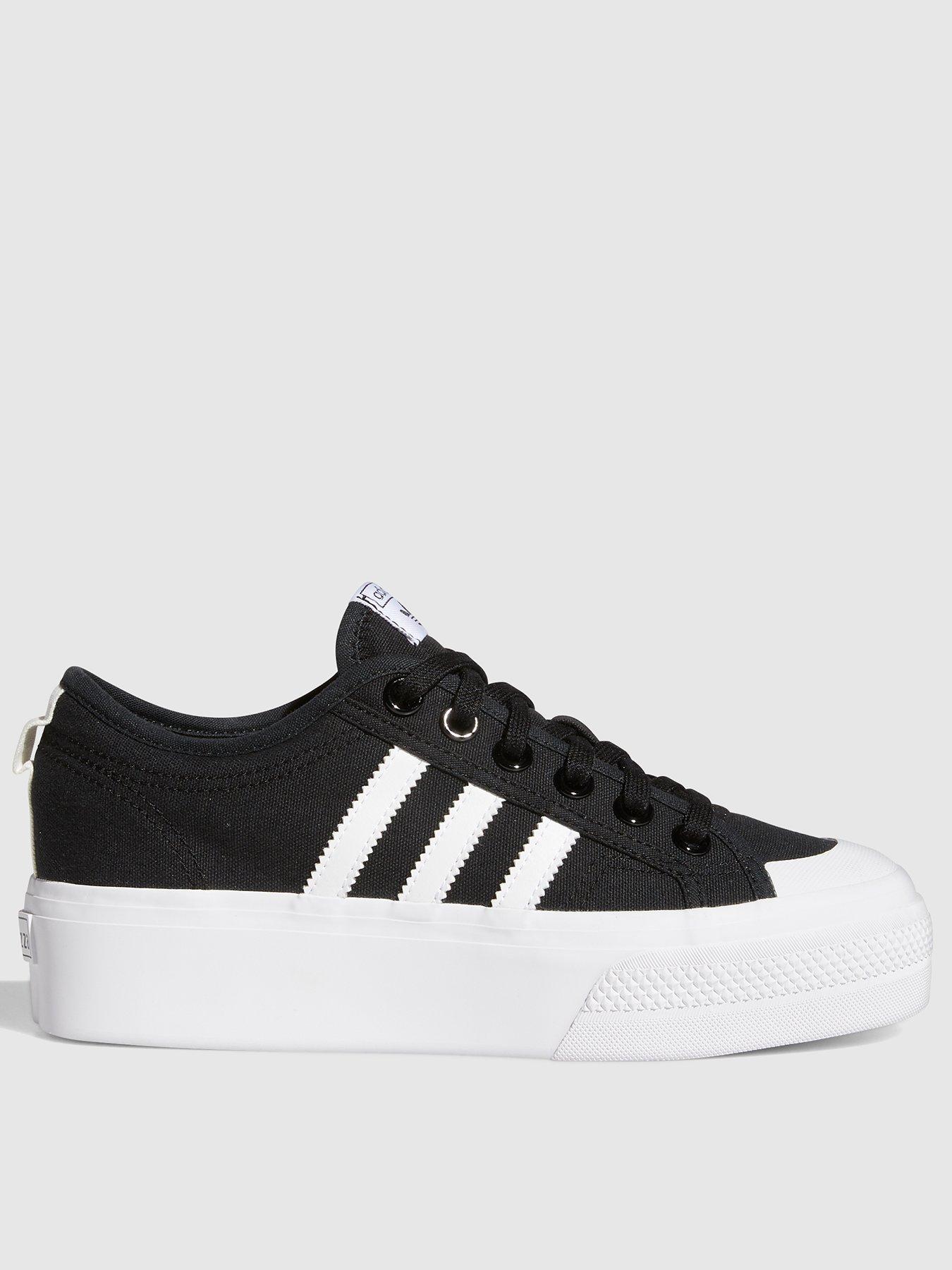 adidas Originals Womens Nizza Platform Trainers - Black/White