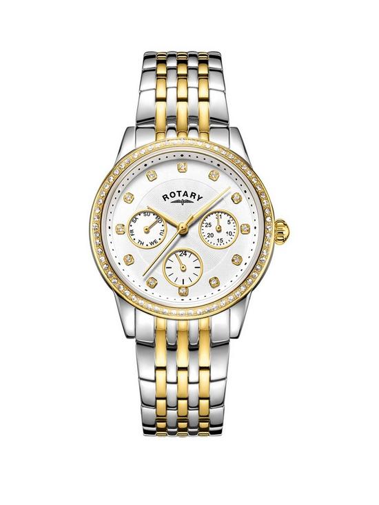 front image of rotary-exclusive-rotary-silver-and-gold-sunray-swarovski-crystal-multi-dial-two-tone-stainless-steel-bracelet-ladies-watch