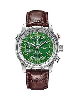rotary-exclusive-rotary-green-and-silver-detail-chronograph-dial-brown-leather-strap-mens-watch