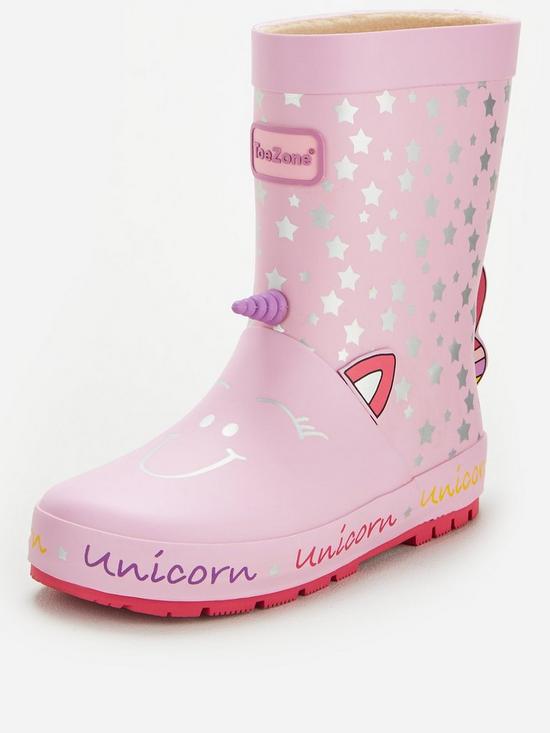 front image of v-by-very-toezonenbspgirls-unicorn-wellie-pink