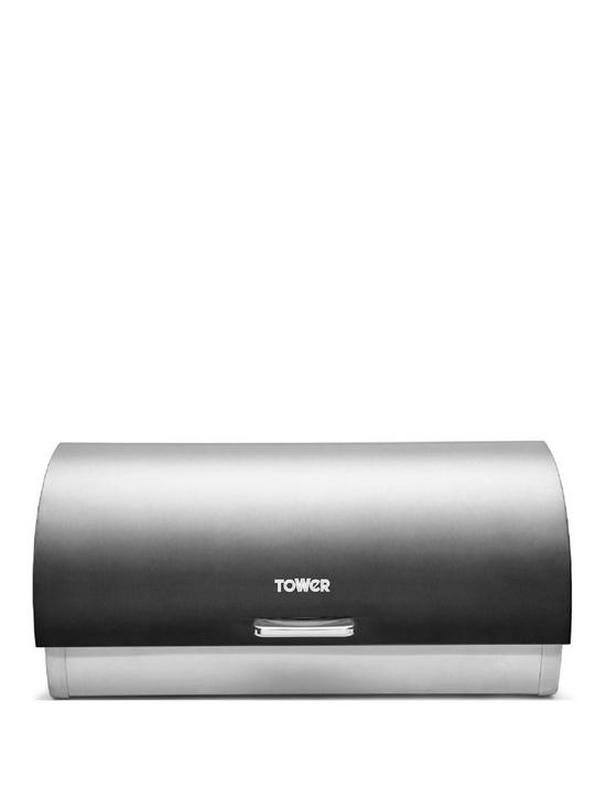 front image of tower-infinity-ombre-roll-top-bread-bin-ndash-grey