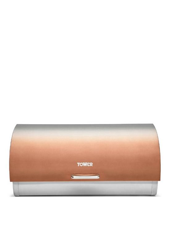 front image of tower-infinity-ombre-roll-top-bread-bin-ndash-copper