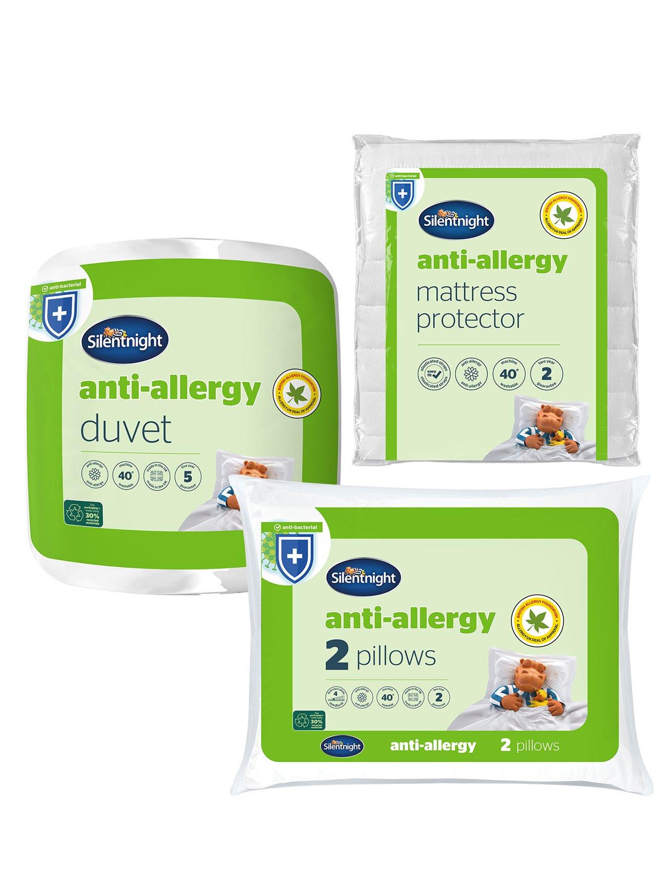 Image 1 of 2 of Silentnight Anti-Allergy 10.5 Tog Duvet, Pillow Pair and Mattress Topper Bedding Bundle - White