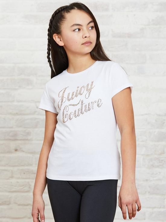 stillFront image of juicy-couture-girls-short-sleeve-classic-diamante-t-shirt-white