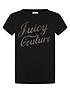  image of juicy-couture-girls-short-sleeve-classic-diamante-t-shirt-black