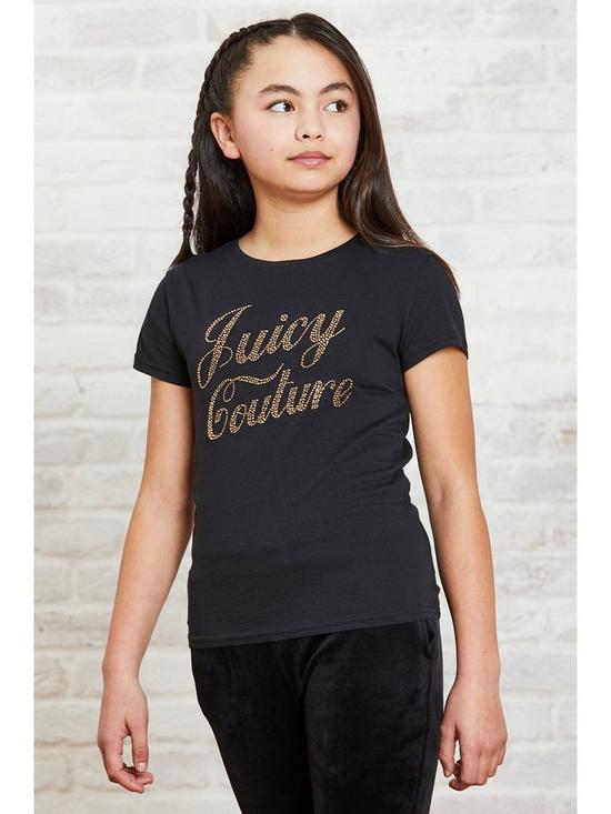 stillFront image of juicy-couture-girls-short-sleeve-classic-diamante-t-shirt-black
