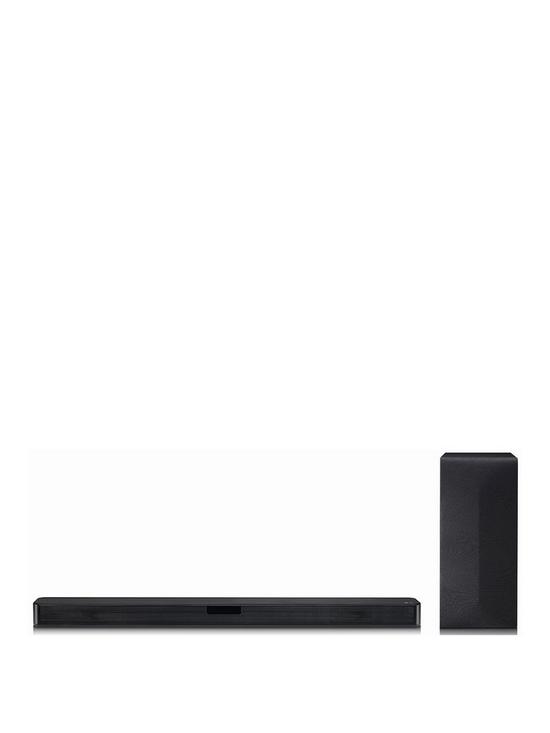 front image of lg-soundbar-sn4-21-ch-300w-with-wireless-subwoofer-and-dts-virtual-x-3d-sound-black