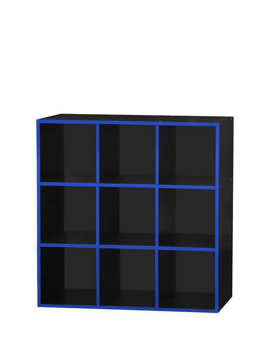 front image of lloyd-pascal-virtuoso-9-cube-storage-with-blue-edging