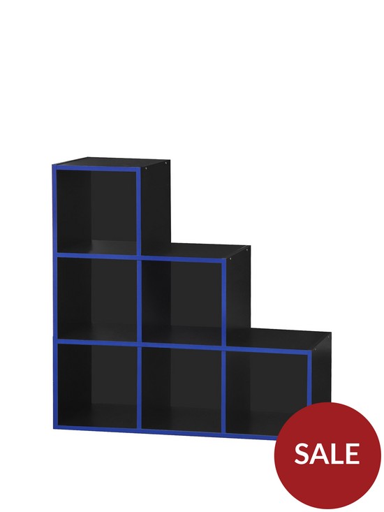 front image of lloyd-pascal-virtuoso-6-cube-step-storage-with-blue-edging