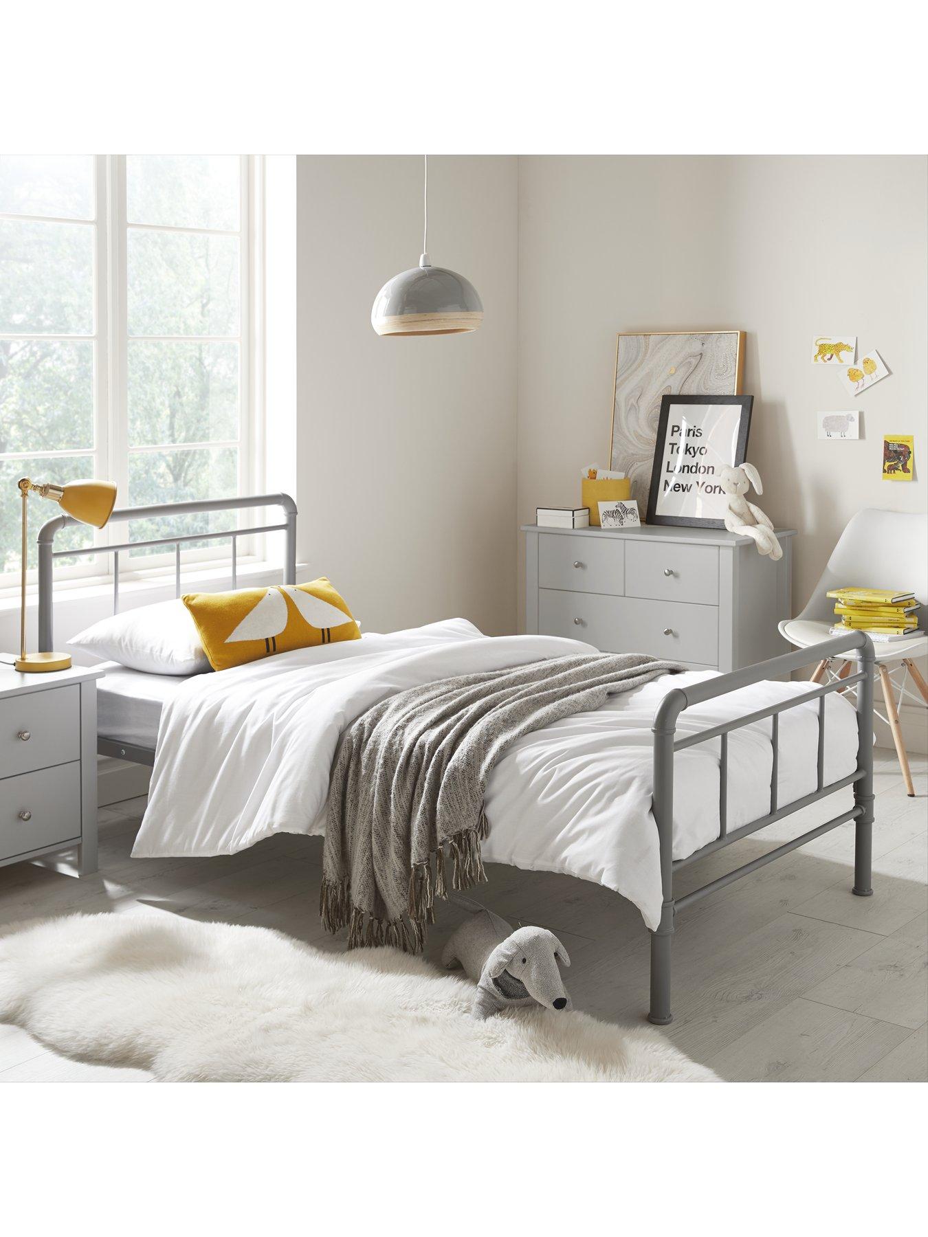 The Very Collection Freddie Children's Metal Single Bed Frame with Mattress Options (Buy  &  SAVE!) - Grey