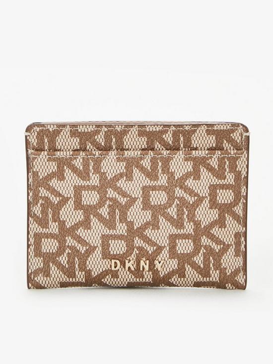 front image of dkny-bryant-logo-card-holder-chino