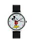  image of disney-mickey-mouse-hand-mover-dial-black-leather-strap-watch