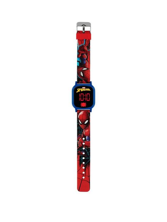 stillFront image of marvel-spiderman-digital-dial-printed-silicone-strap-kids-watch