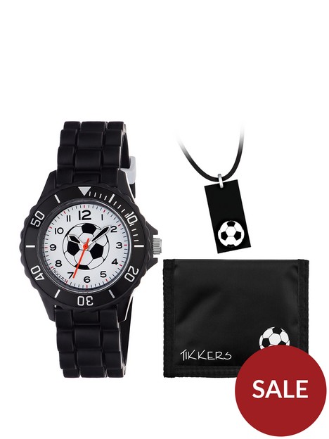 tikkers-tikkers-football-dial-black-silicone-strap-watch-with-wallet-and-dogtag-pendant-kids-gift-set