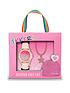  image of tikkers-pink-glitter-dial-pink-leather-strap-watch-with-purse-and-necklace-kids-gift-set
