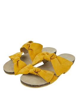 Monsoon Monsoon Betty Bow Suede Footbed Sandal - Ochre Picture