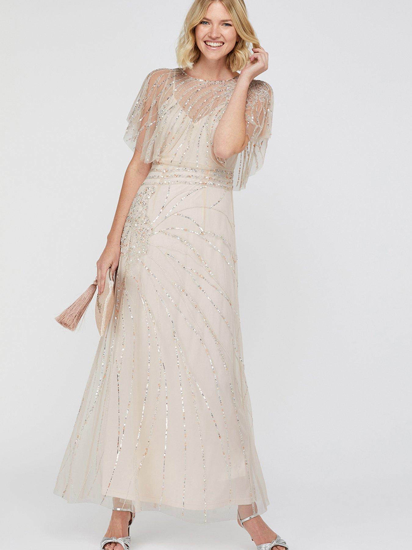 nude embellished maxi dress