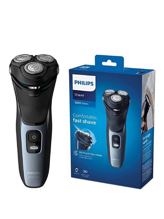 front image of philips-series-3000-wet-amp-dry-menrsquos-electric-shaver-with-a-5d-pivot-amp-flex-headsshiny-blue-s313351