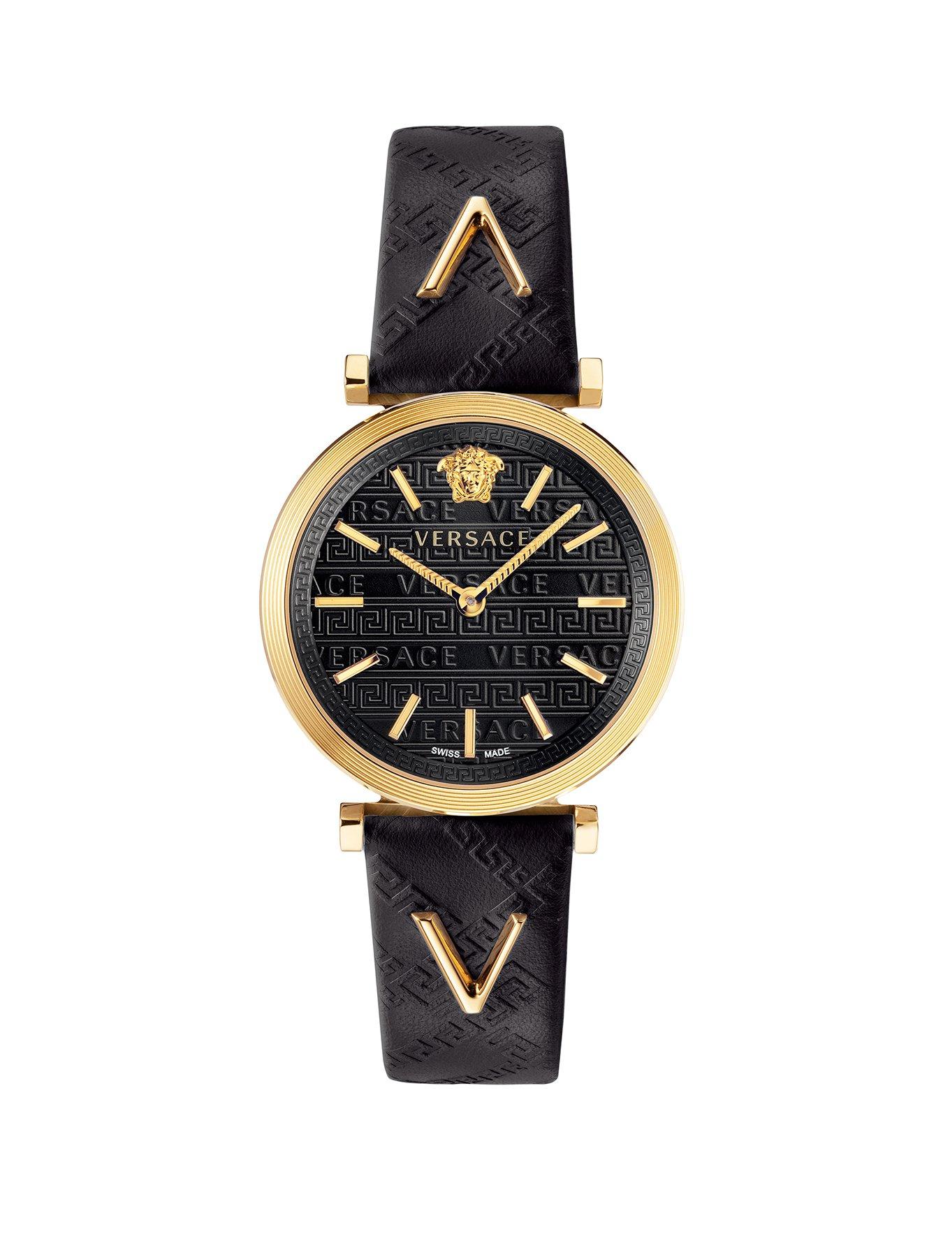 versace leather strap ladies watch