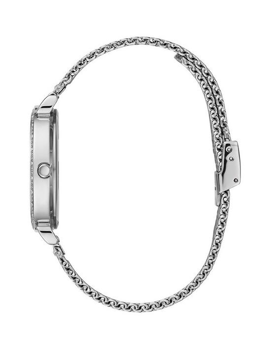 stillFront image of guess-jewel-silver-sunray-dial-stainless-steel-bracelet-ladies-watch