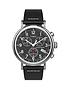  image of timex-black-and-silver-detail-chronograph-dial-black-leather-strap-mens-watch