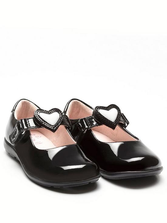 front image of lelli-kelly-girls-wide-fit-colourissima-heart-dolly-school-shoe-black