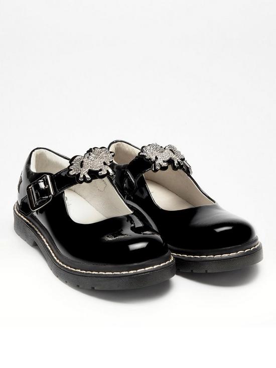 front image of lelli-kelly-girls-miss-lk-bessie-unicorn-school-shoes-black-patent