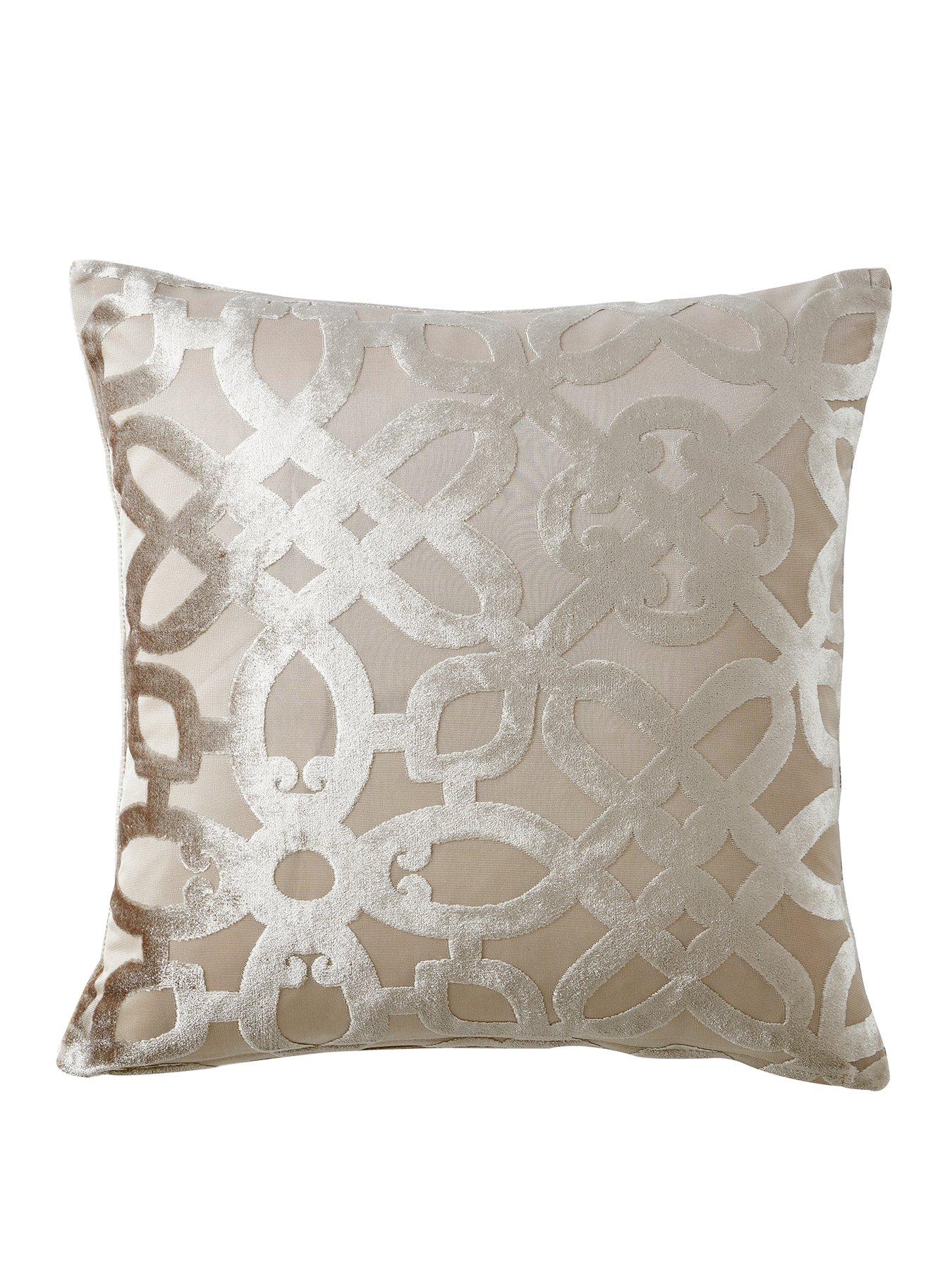 undefined Lattice Cut Velvet Cushion - Natural