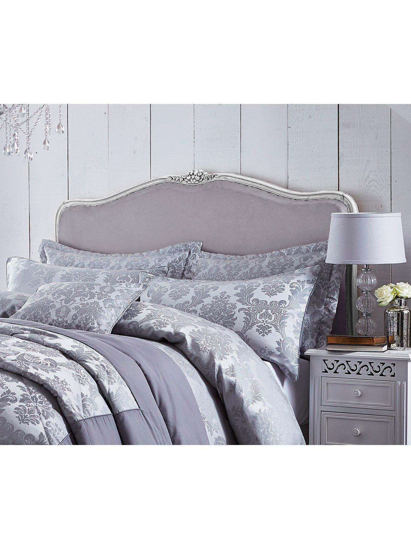  image of catherine-lansfield-damask-jacquard-pillow-sham-pair-silver