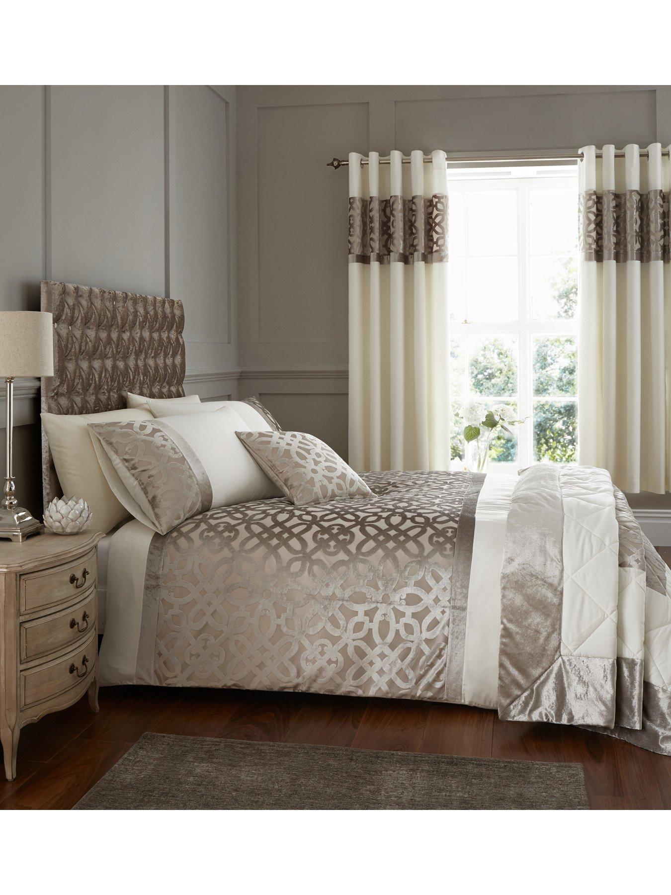 Image 1 of 5 of Catherine Lansfield Lattice Cut Velvet Eyelet Lined&nbsp;Curtains