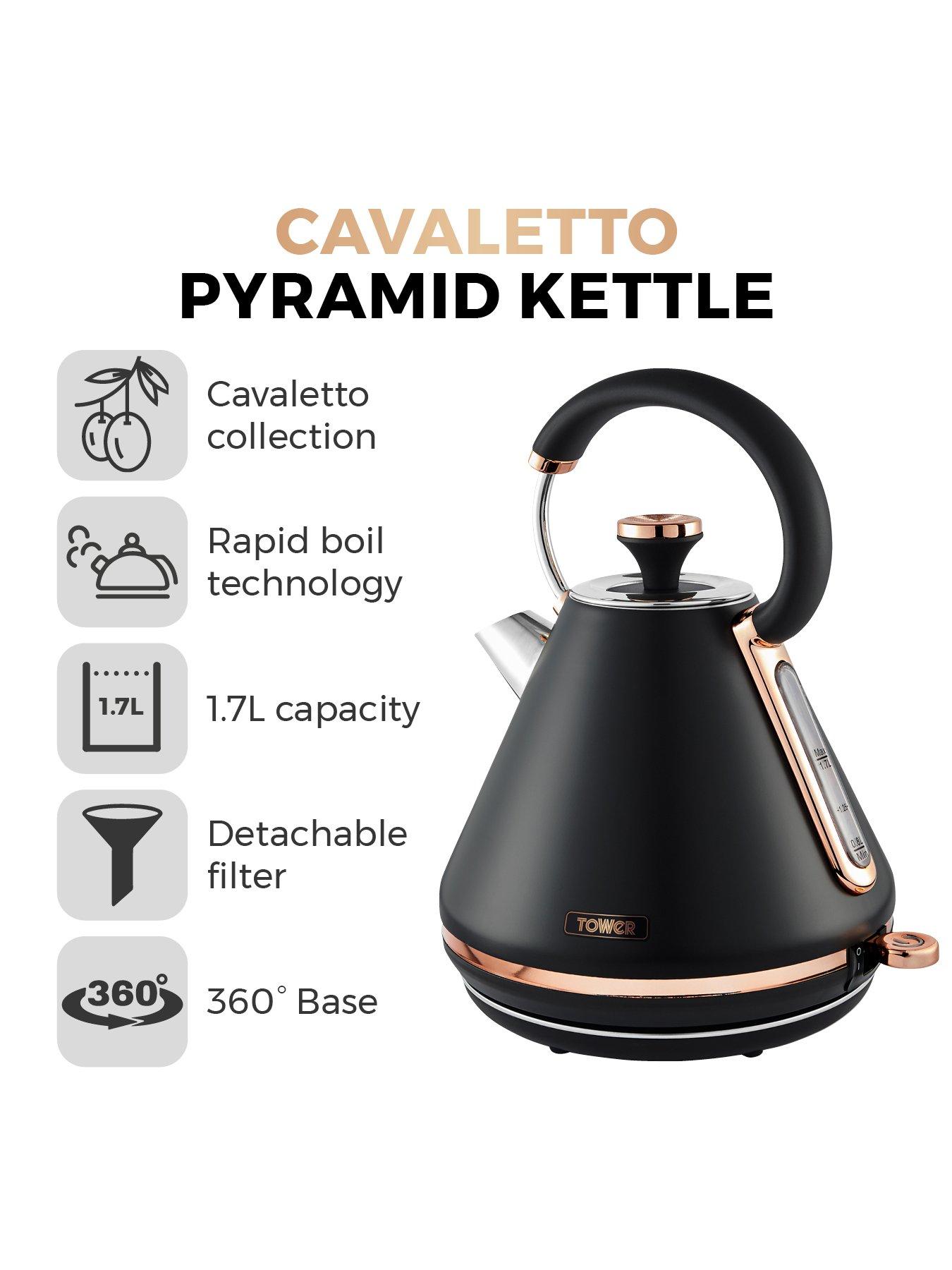 Image 2 of 6 of Tower Cavaletto 1.7L Pyramid Kettle - Black &amp; Rose Gold