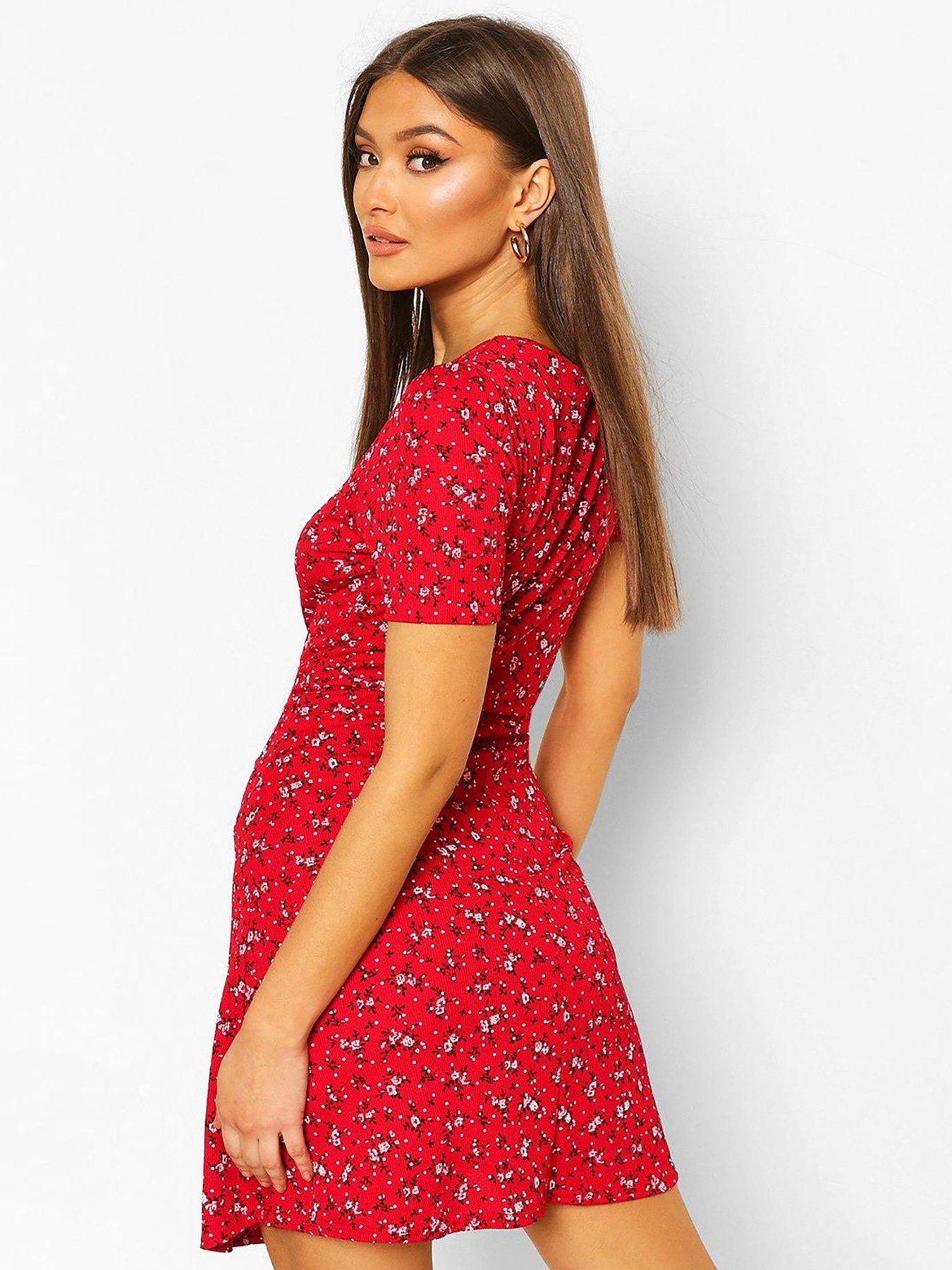 boohoo square neck skater dress