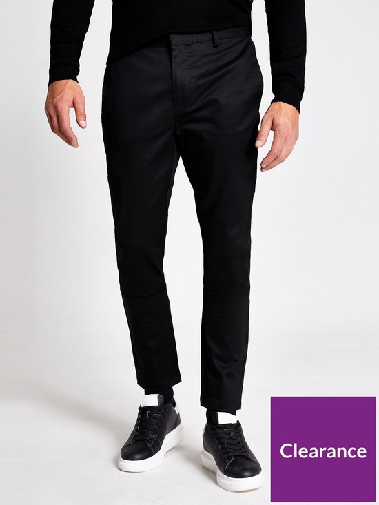 front image of river-island-axis-skinny-chino-black