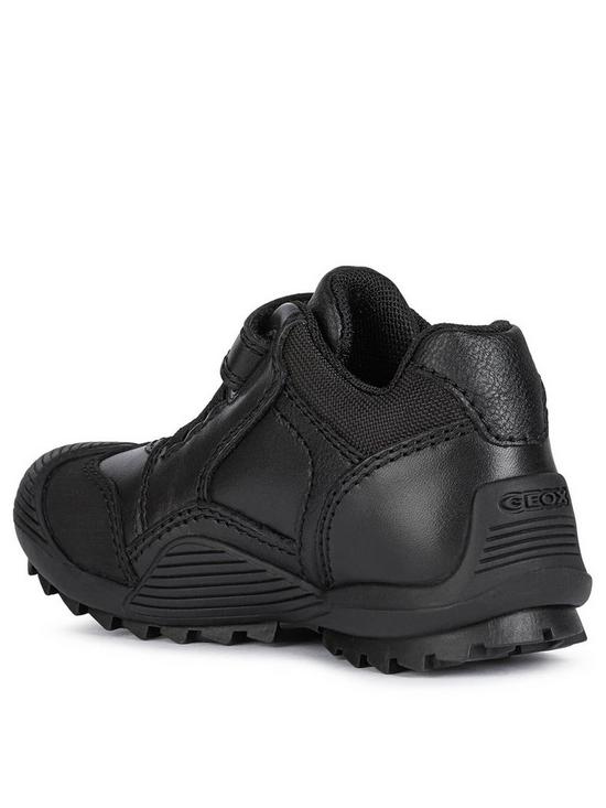 stillFront image of geox-boys-savage-leather-strap-and-lace-school-shoe-black