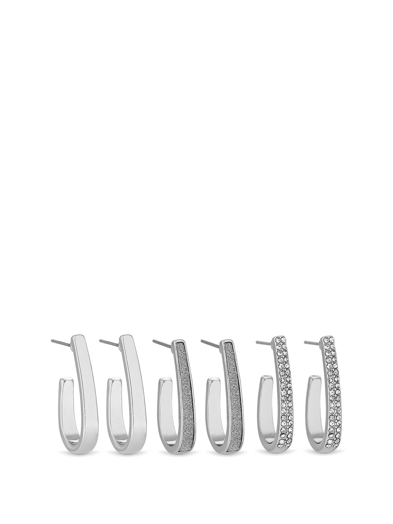 mood-silver-three-pack-huggie-hoop-earrings