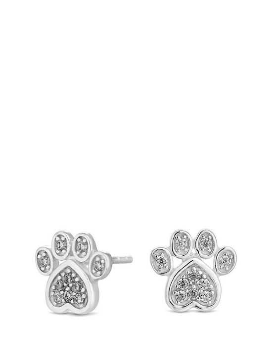 front image of simply-silver-sterling-silver-925-with-cubic-zirconia-paw-print-stud-earrings