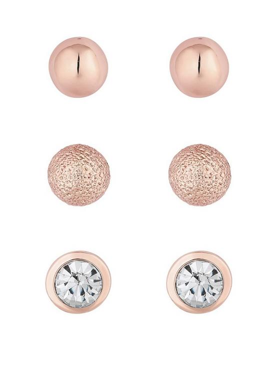 front image of mood-rose-gold-3-pack-pack-studs-earrings