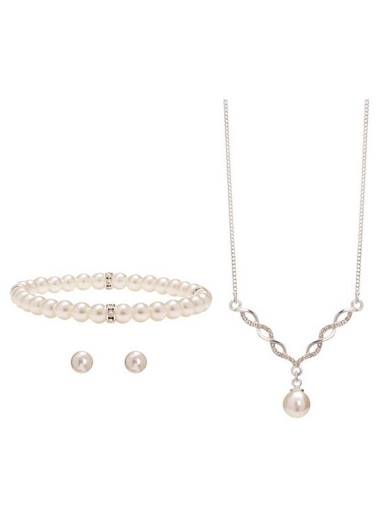 stillFront image of jon-richard-twist-pearl-with-stretch-bracelet-trio-jewellery-set