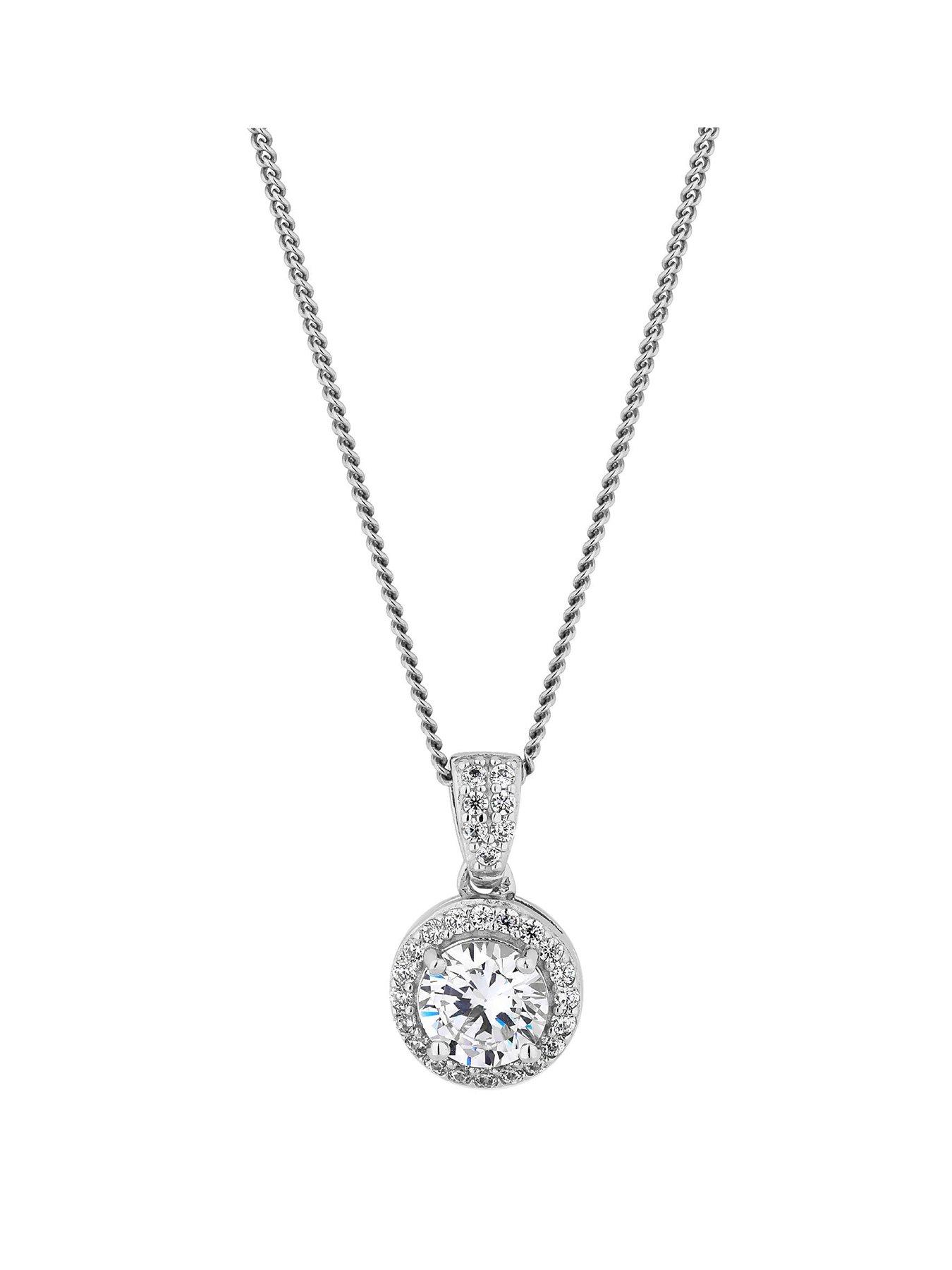 Image 1 of 1 of Simply Silver Sterling Silver 925 Halo Pendant Necklace