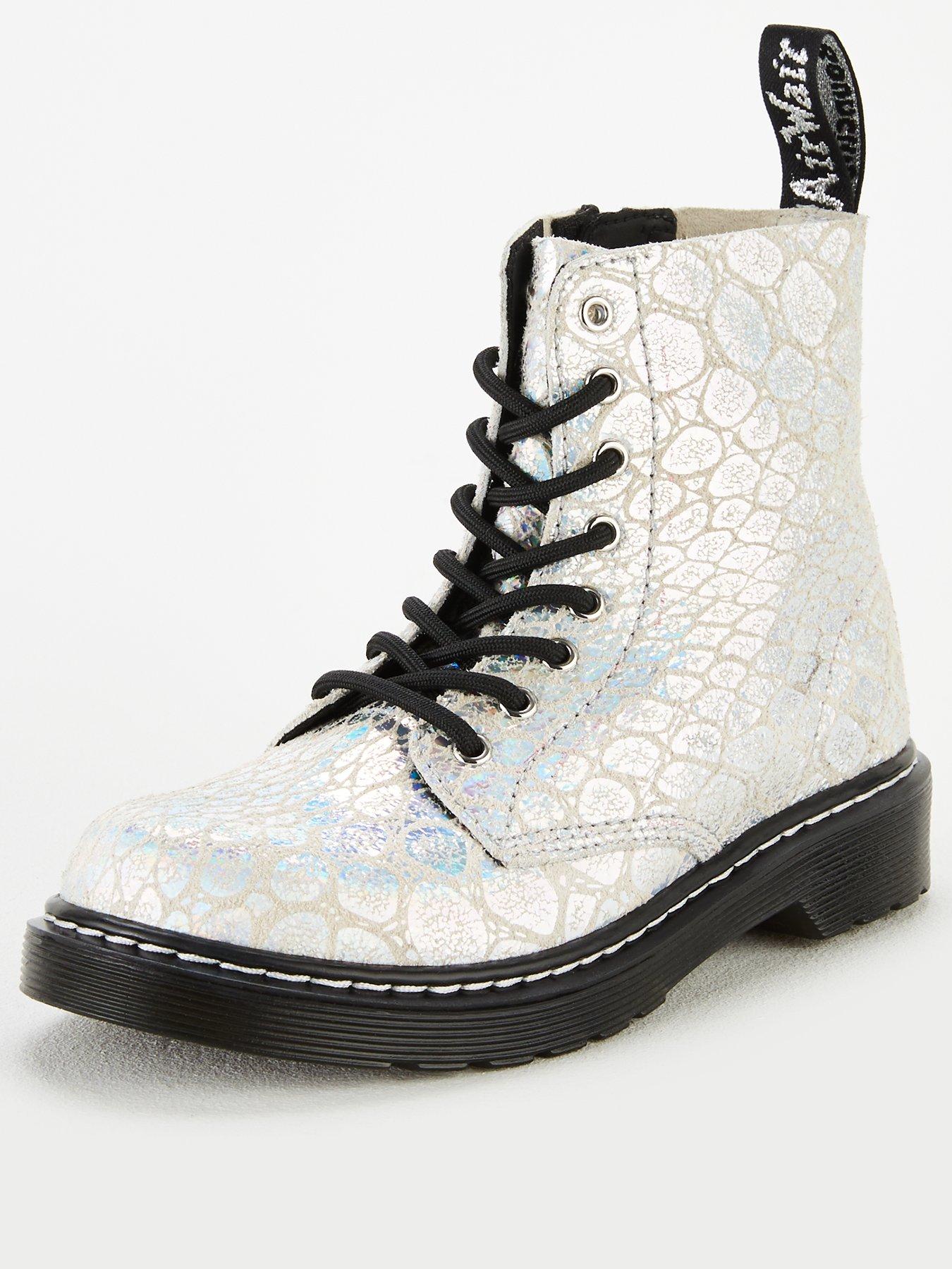 silver metallic combat boots