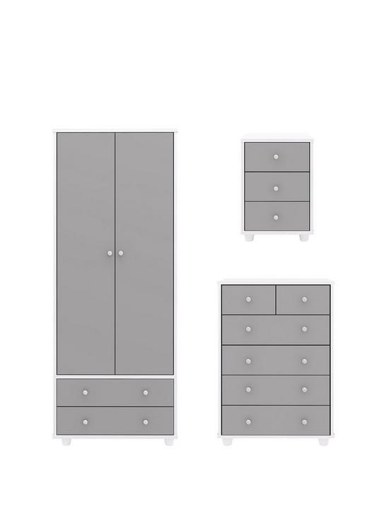 front image of miami-fresh-kidsnbsp3-piece-package-2-door-2-drawer-wardrobe-5-drawer-chest-3-drawer-bedside-chest-grey