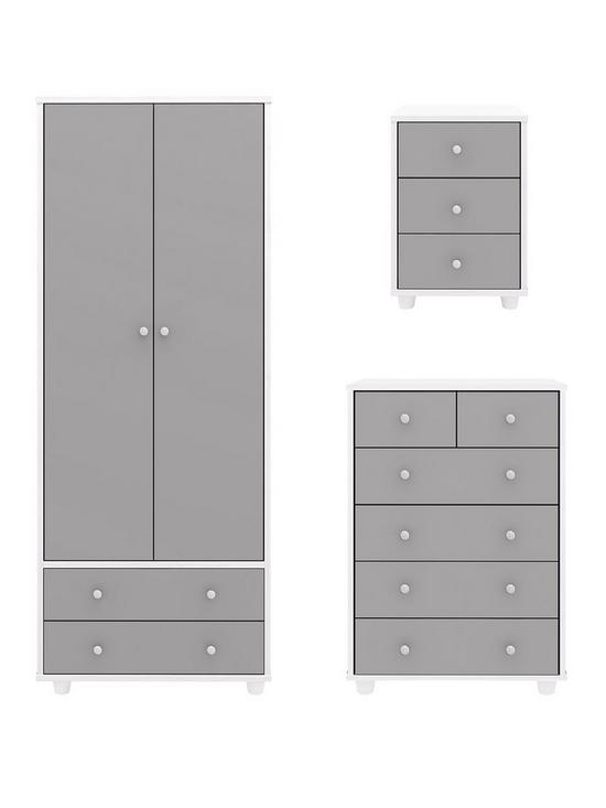 stillFront image of very-home-miami-fresh-kidsnbsp3-piece-package-2-door-2-drawer-wardrobe-5-drawer-chest-3-drawer-bedside-chest-grey