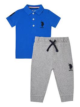 U.S. Polo Assn. U.S. Polo Assn. Baby Boys Player Polo And Jog Set - Blue Picture