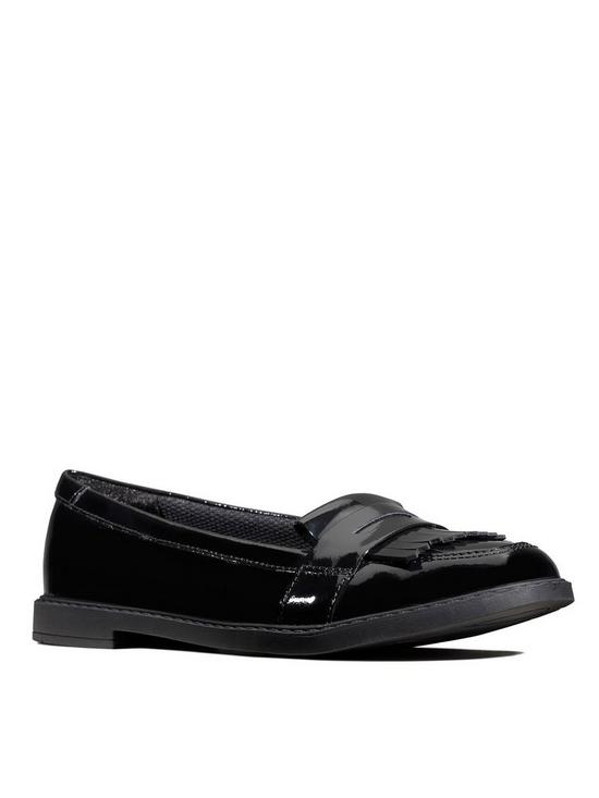 front image of clarks-kidnbspscala-bright-loafer-black-patent